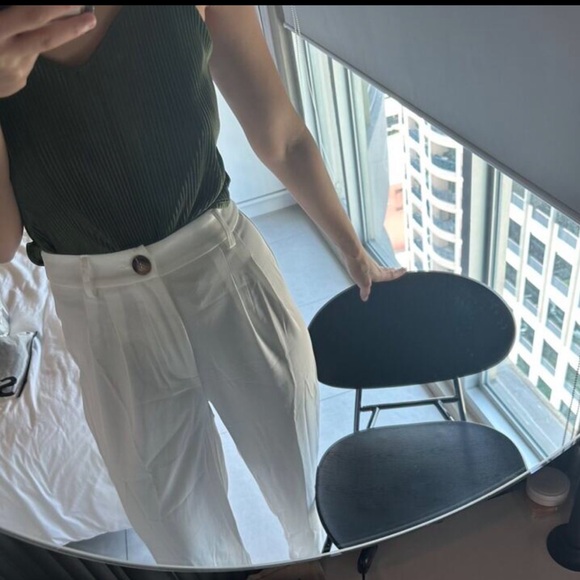 White wide leg trouser pants L - Picture 2 of 6